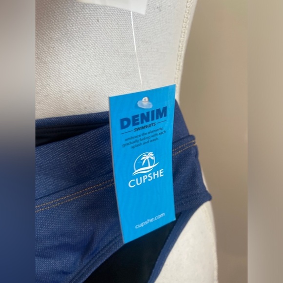 Denim Underwire Bikini Top & Cheeky Bottoms Set NWT - Picture 9 of 10